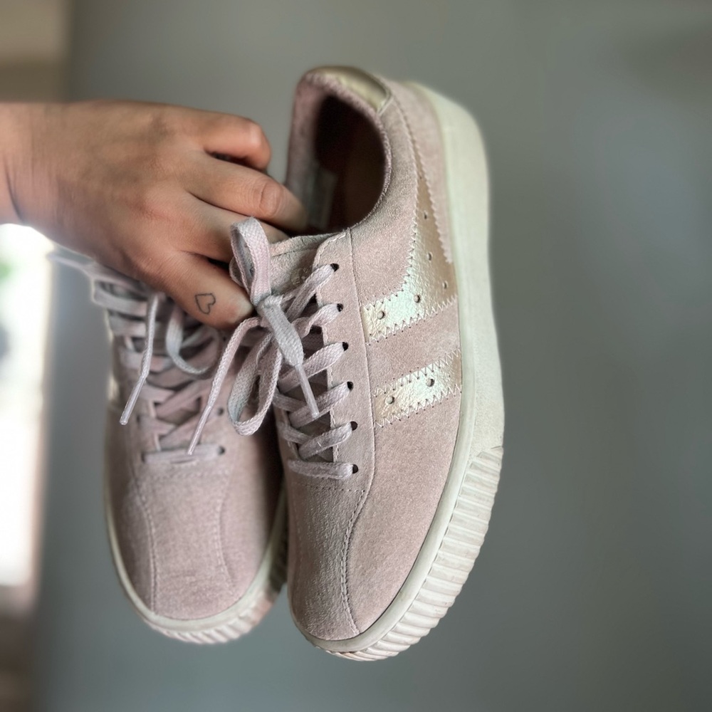 Gola Pink Suede Platform Sneakers